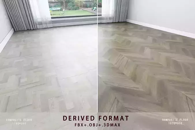 Floor model herringbone flooring Low-poly 3D model