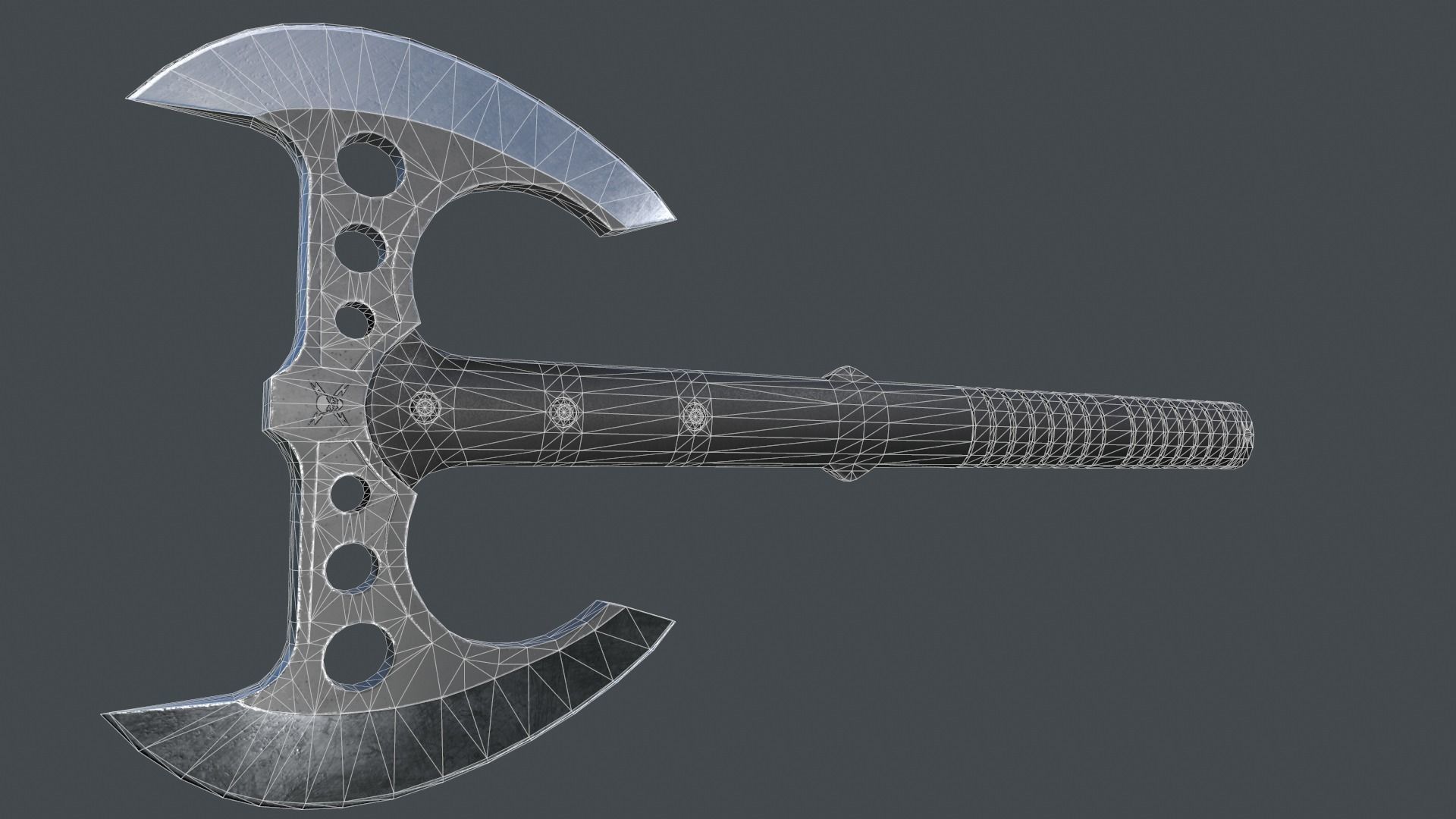 Tomahawk M48 Double Bladed Low-poly 3D model_5