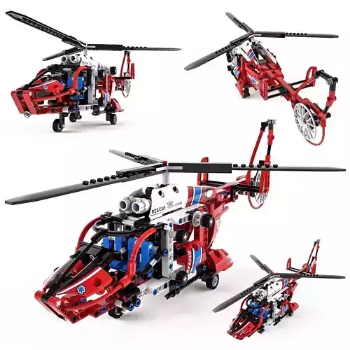 Lego Technic Rescue Helicopter 3D model