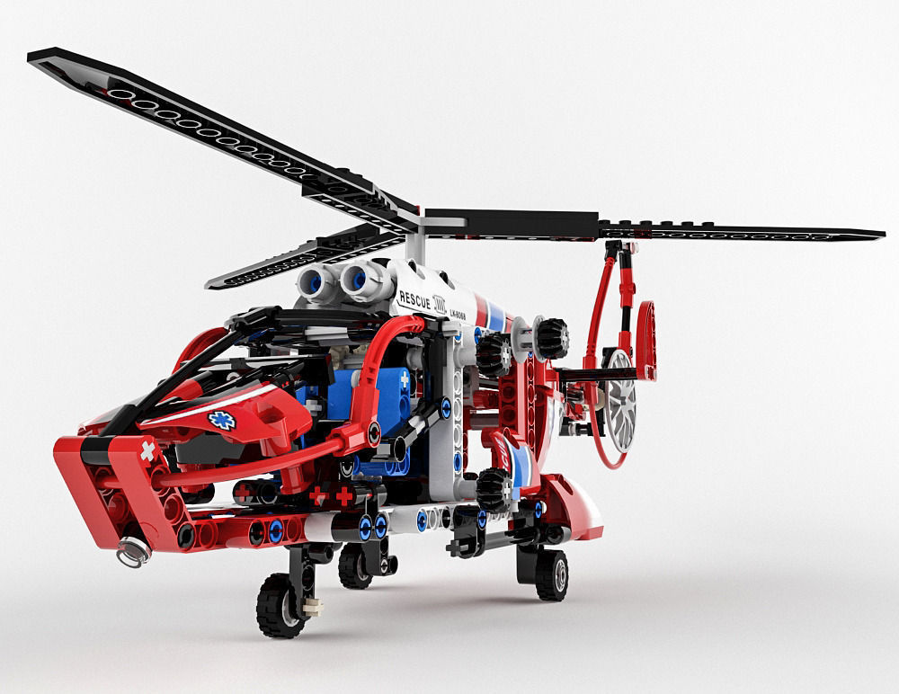 Lego Technic Rescue Helicopter 3D model_1