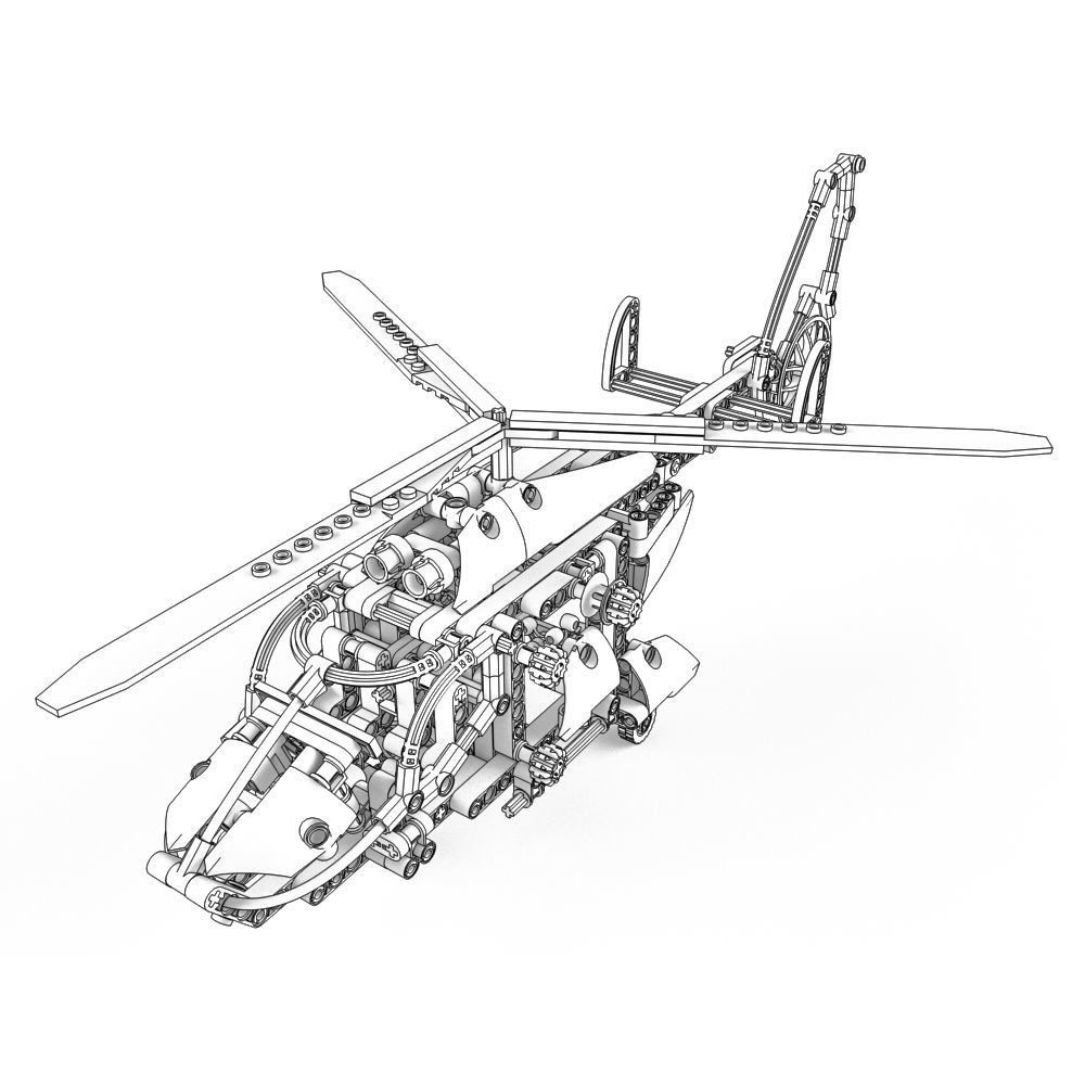 Lego Technic Rescue Helicopter 3D model_4