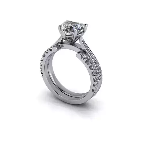 Platinum ring with heart