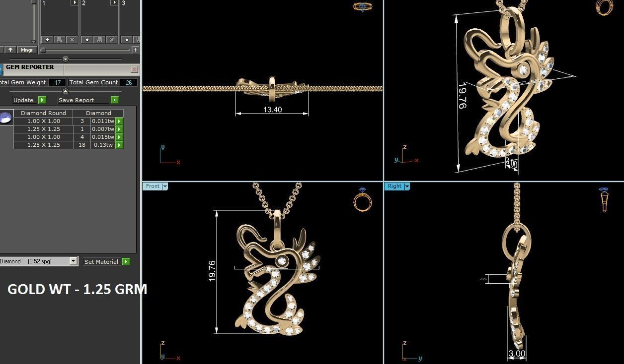 Women Seahorse pendant 3dm render detail 3D print model_6