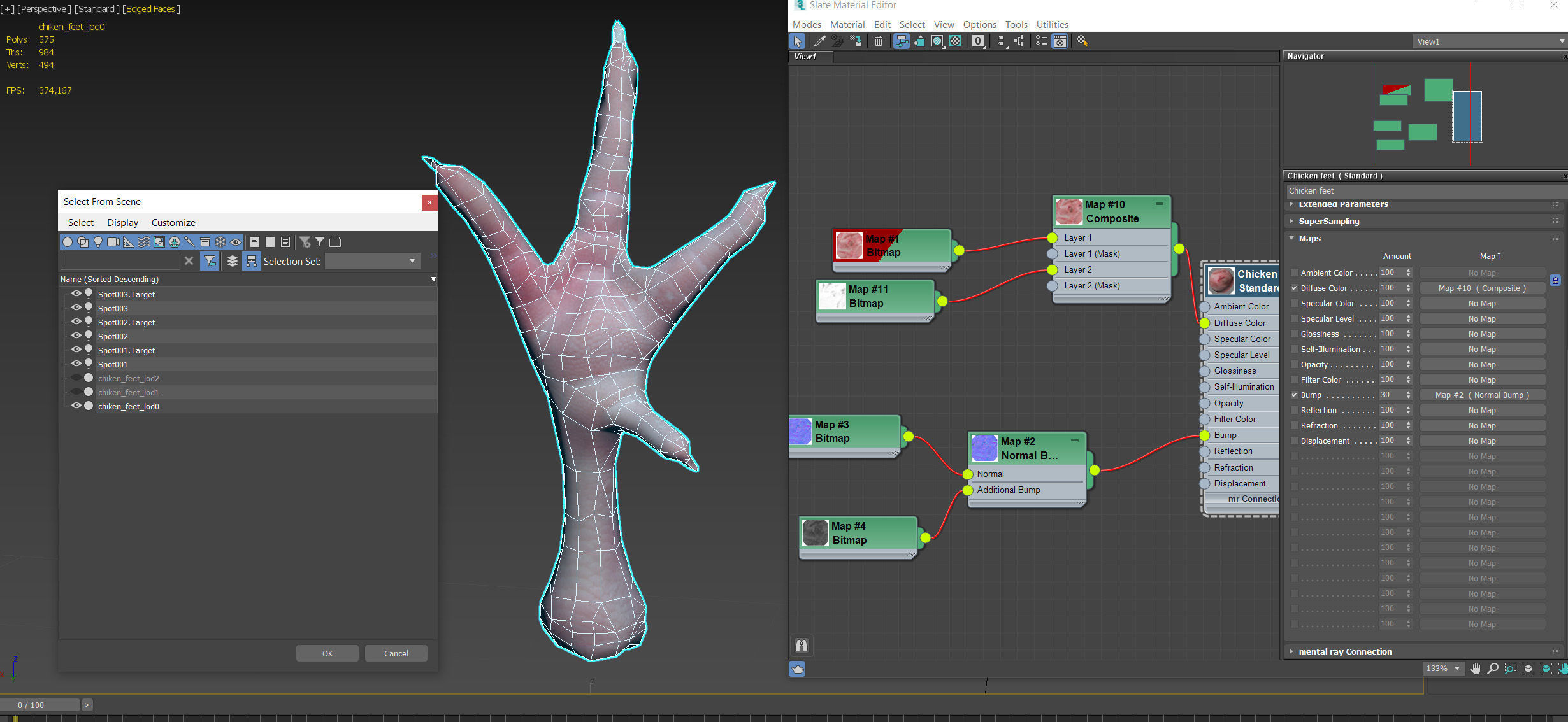Raw Chicken feet 3dscan model Low-poly 3D model_54