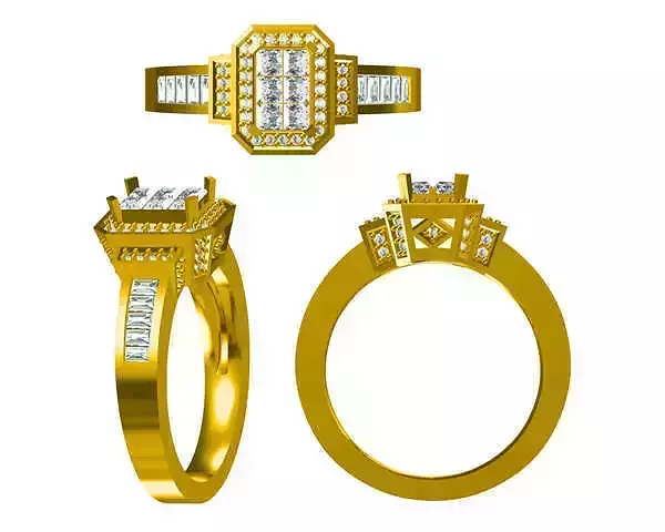 JCD format White gold engagement rings 3d jewelry cad