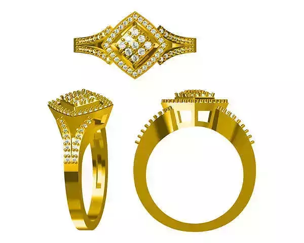 JCD format Vintage square shape ring baguette cut diamond ring