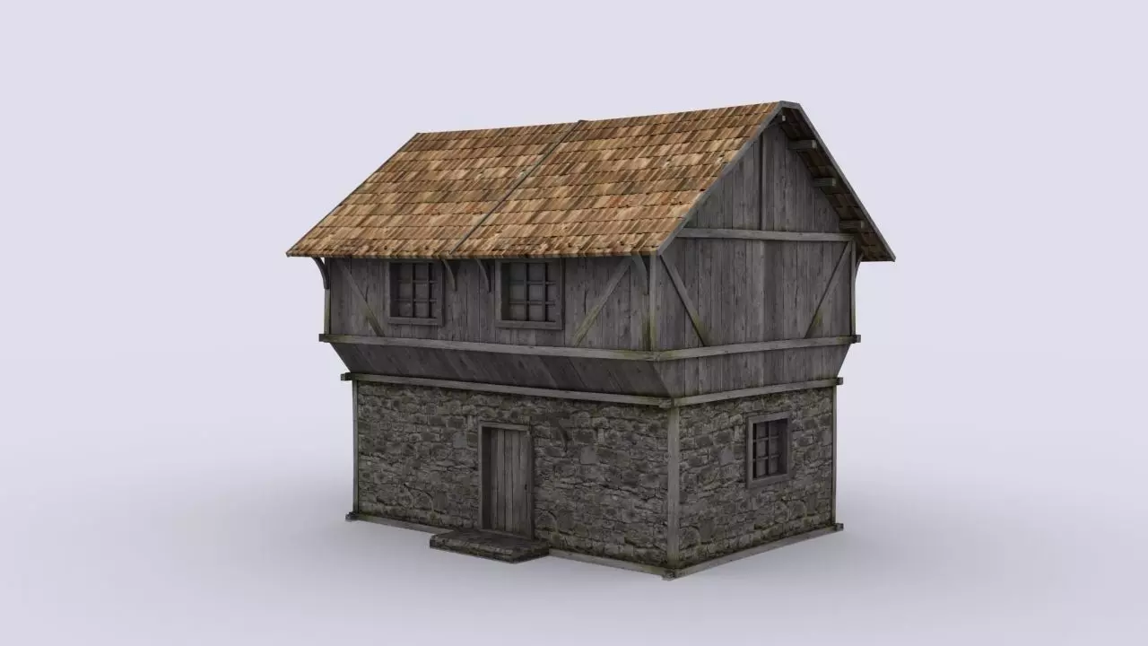 Medival house Low-poly 3D model