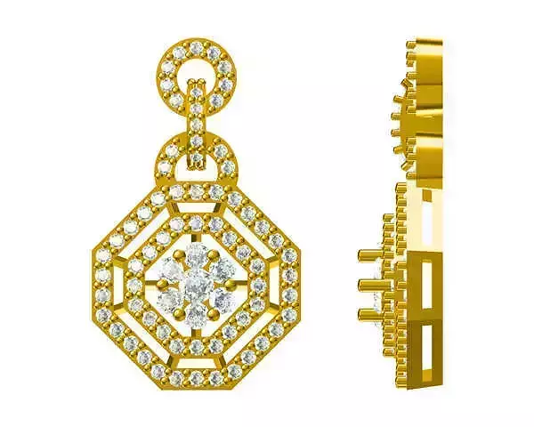 JCD format Vintage shape round brilliant cut earrings design