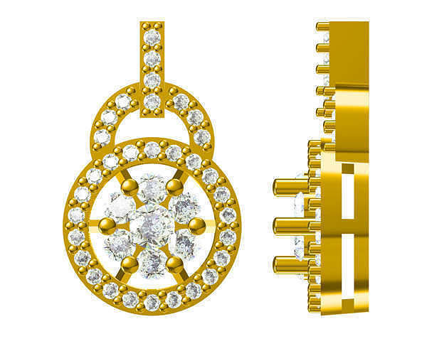 JCD format Fashion flower shape earrings round cut design 3D print model