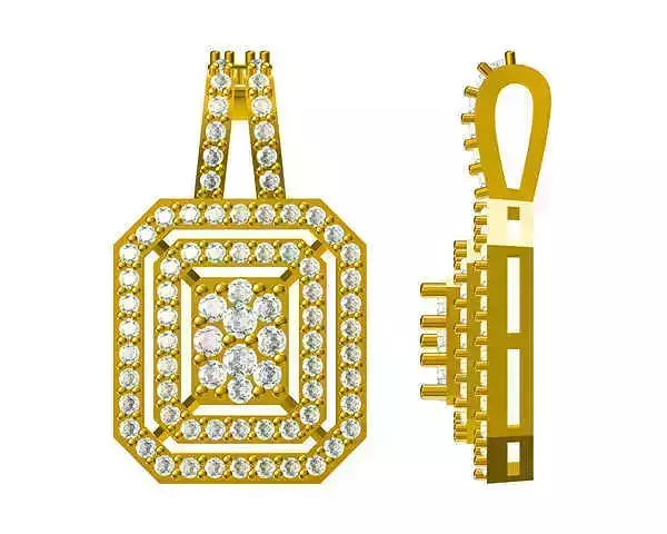 JCD Format Classic baguette shape pendant round design