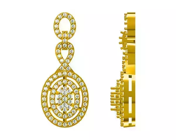 JCD Format Oval shape earrings round cut diamond earrings
