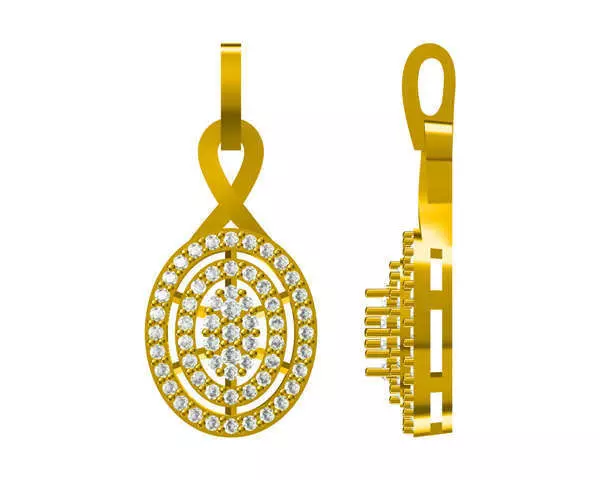 JCD Format Elegant oval shape pendant round cut diamond design 3D print model_0