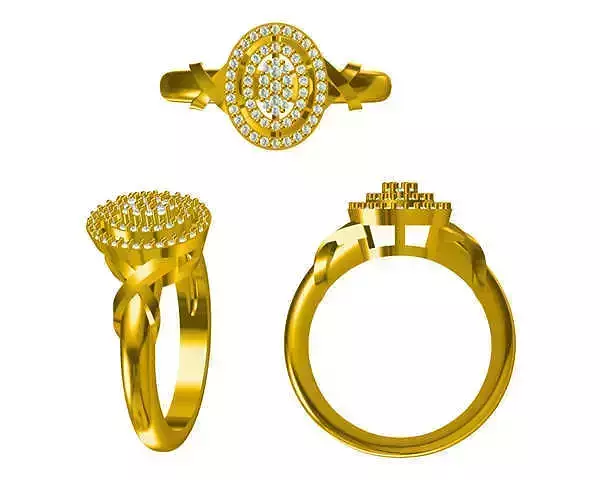 JCD format Oval shape rose gold engagement rings jewelcad