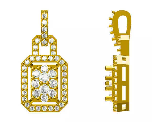 JCD Format Minimalist baguette shape round cut pendant 3D print model_0