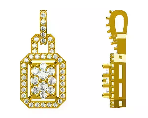 JCD Format Minimalist baguette shape round cut pendant