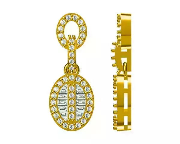 JCD Format Vintage oval shape baguette cut diamond shape pendant