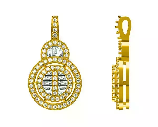 JCD Format Round shape pendant baguette cut diamond pendant