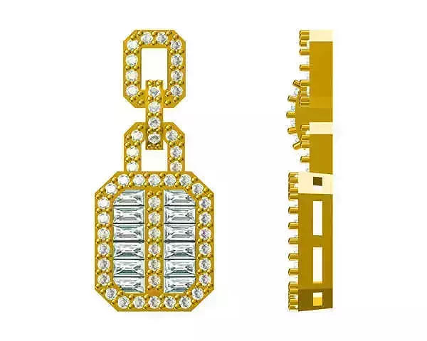 JCD Format Vintage baguette shape baguette cut diamond 3d design