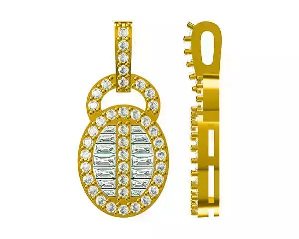 JCD Format Minimalist oval shape with baguette cut diamond