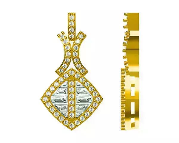 JCD Format Classic square shape with baguette cut pendant design
