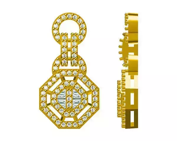 JCD Format Gold pendant necklace baguette cut pendant design