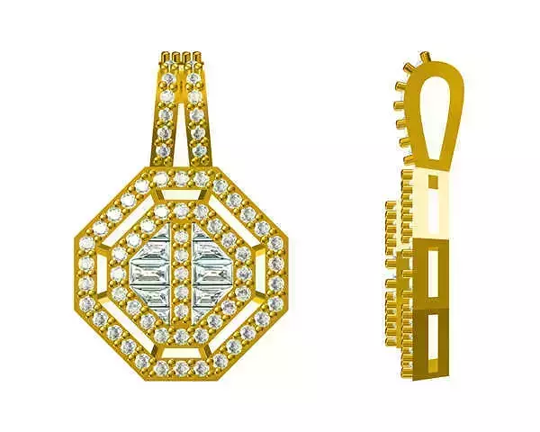 JCD Format Vintage round brilliant cut with baguette cut design