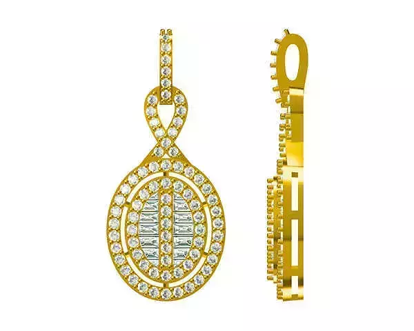 JCD Format Classic oval shape with baguette cut design pendant