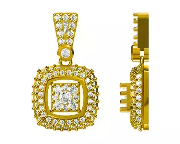 JCD Format  Elegant cushion shape with round cut design pendant