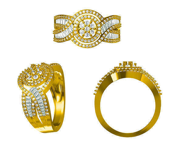 JCD Format Classic round shape engagement rings design course 3D print model