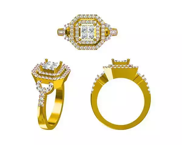 JCD format Vintage square shape rings 3d jewelry files