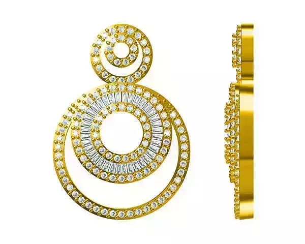 JCD Format Classic round shape pendant baguette cut pendant