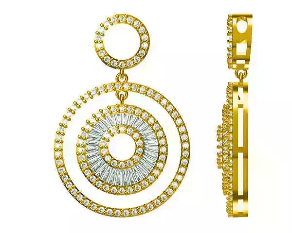 JCD Format Classic forever round shape pendant with baguette cut