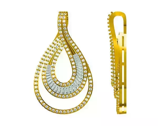 JCD Format Elegant pear shpe with baguette cut diamond design 