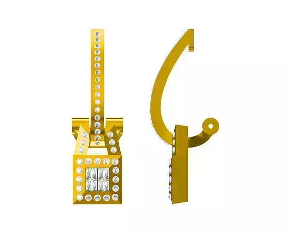 JCD Format Minimalist aquare gold earrings design for sale 3D print model