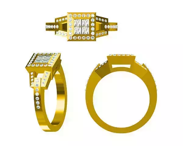 JCD format Vintage square shape rings 3d jewelry files