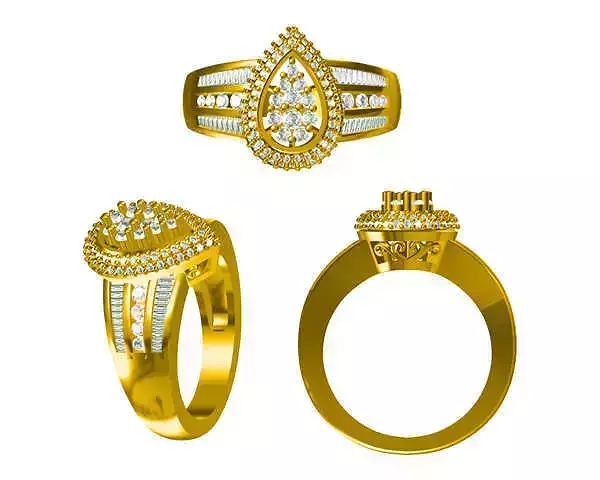 JCD format Vintage drop shape gold rings wax files jewelry