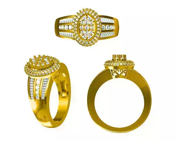 JCD format Oval shape rose gold engagement rings jewelcad