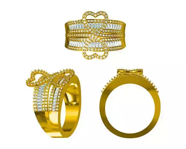 JCD format Heart shape diamond engagement rings cad design