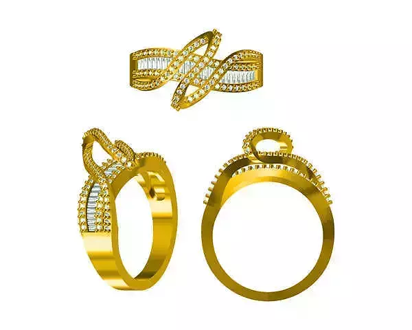 JCD format Criss cross gold engagement rings 3d jewelry cad