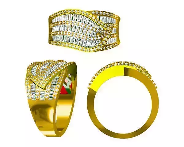 JCD format Baguette cut engagement rings cad jewellery design