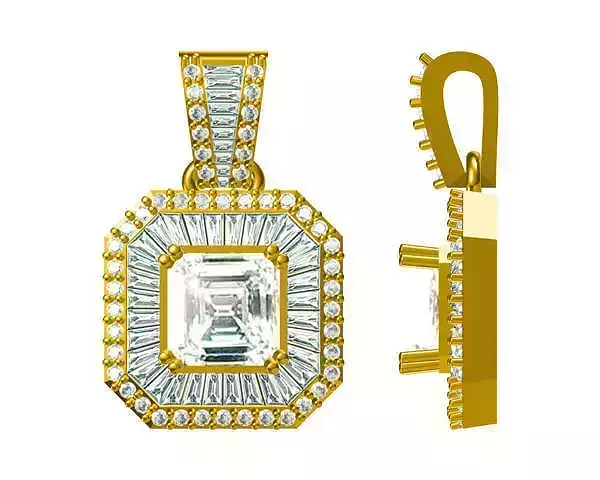 JCD Format Classic square shape baguette design pendant