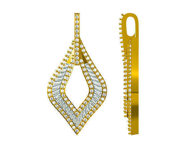 JCD Format Unique square share with baguette cut design pendant 3D print model