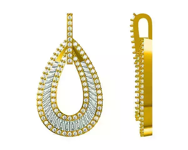 JCD format Minimalist drop shape with baguette cut design