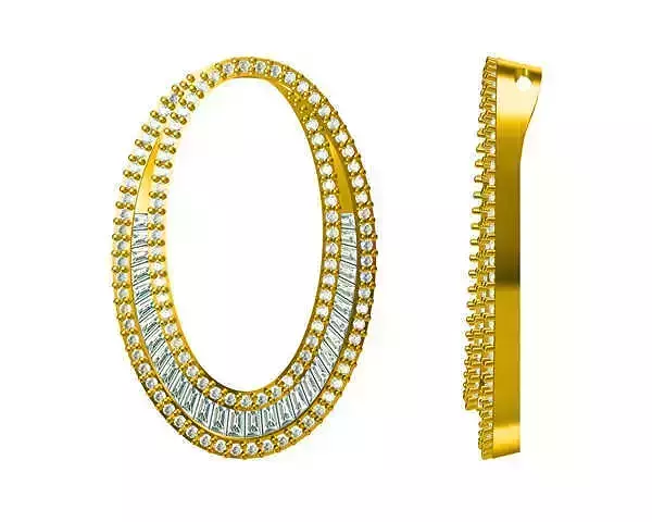 JCD format Classic oval shape baguette cut diamond pendant