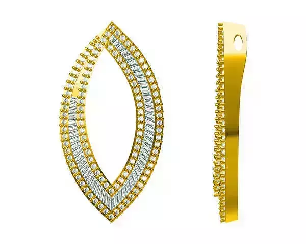 JCD Format  Delicate marquise shape with baguette design pendant