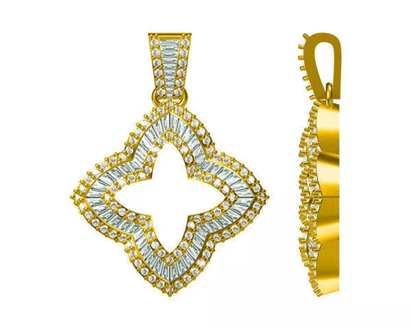 JCD format Delicate star shape baguette cut diamond pendant 3D print model_0