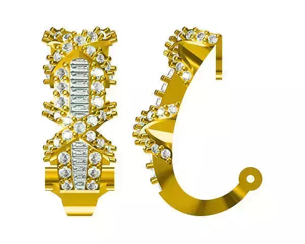 JCD Format Classic baguette cut diamond earrings 