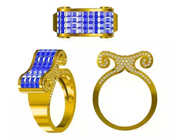 JCD Format Wavy shape baguette-cut jewelry cad cam masters 3D print model