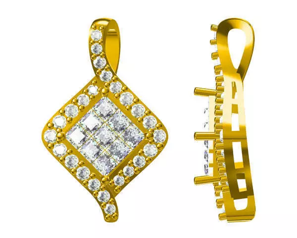 JCD format Minimalist square shape pendant round cut design 3D print model_0