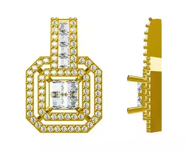 JCD Format Elegant square shape pendant for women ring cad 